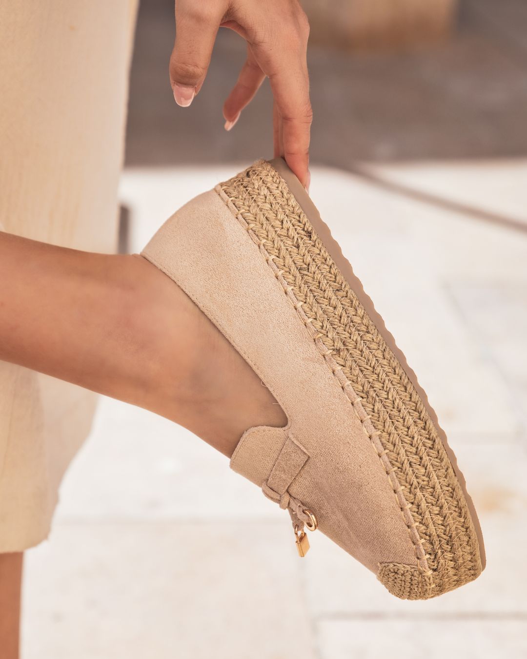 Sandale femme plateforme espadrille beige - Claire - Casualmode.fr