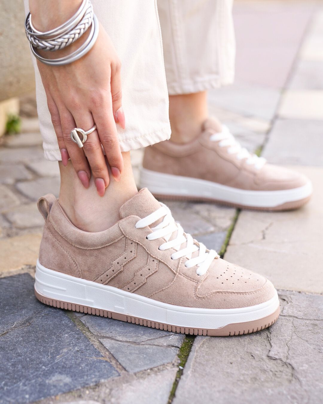 Basket femme taupe à lacets - CL65 TAUPE - Casualmode.fr