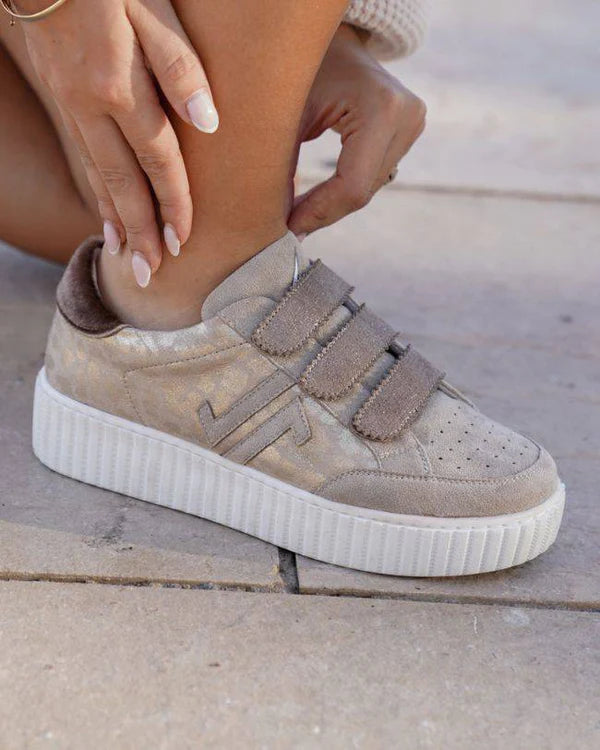 Basket femme taupe léopard creepers à scratch - CL70 TAUPE - Casualmode.fr