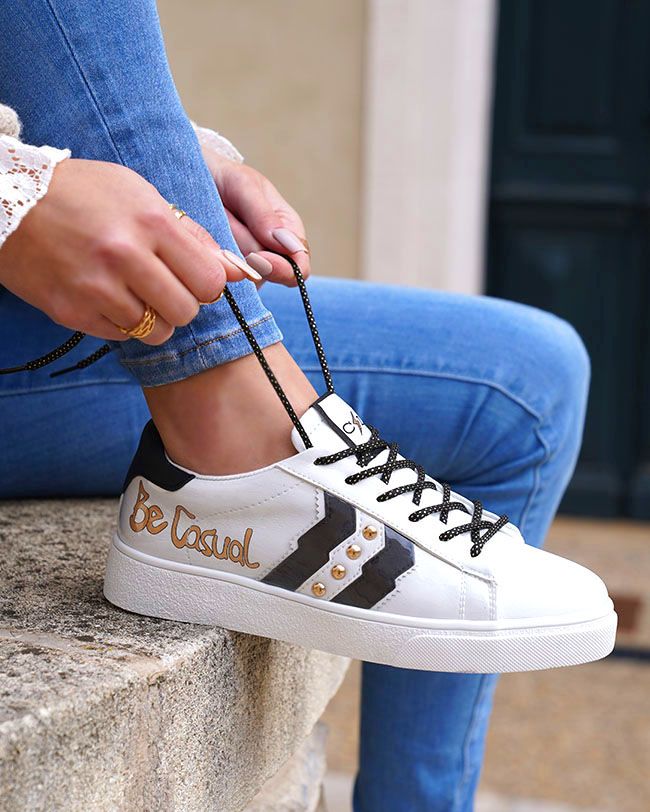 Sneakers Blancs "Be Casual" - Casualmode.fr