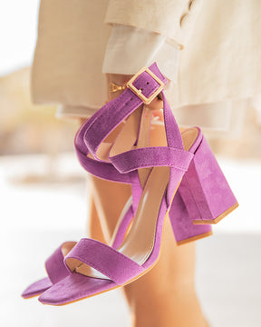 Sandale femme talon carré violet - Ruby - Casualmode.fr