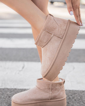 Bottines femme taupe fourrées à semelle épaisse - Émilie - Casualmode.fr