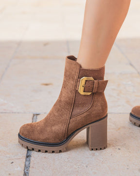 Bottines femme camel à talon - Hailey - Casualmode.fr