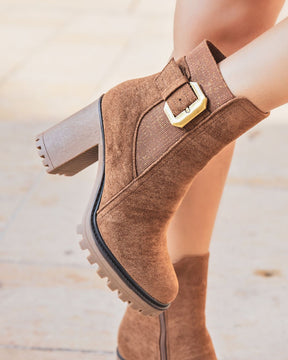 Bottines femme camel à talon - Hailey - Casualmode.fr