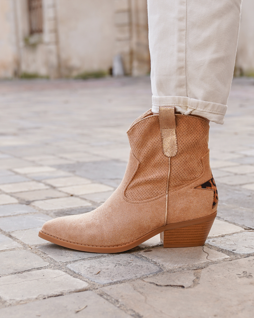 Bottines femme camel à talon - Francesca