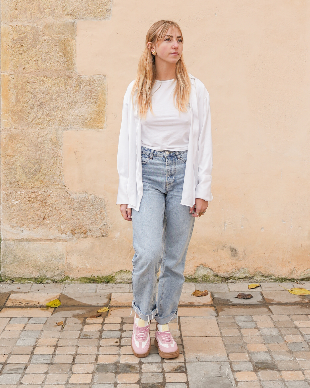 Basket semelle marron femme rose à lacets - Claire