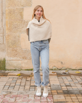 Basket femme montante beige à lacets - Kelly - Casualmode.fr