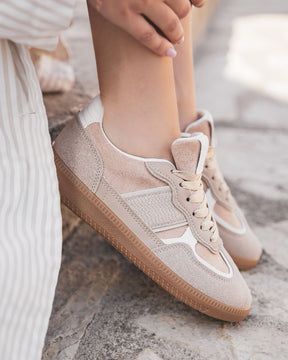 Basket femme beige à lacets - Alessandra - Casualmode.fr