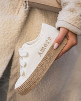 Basket femme blanche en toile espadrille - Adeline - Casualmode.fr