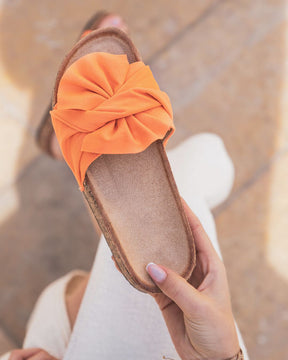 Sandale femme plate orange confort - Amara - Casualmode.fr