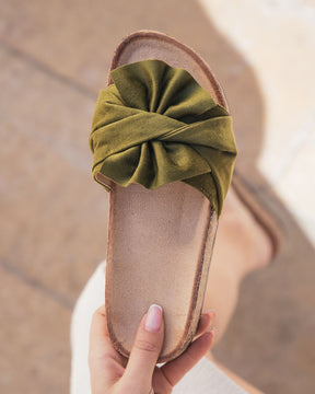 Sandale femme plate kaki confort - Amara - Casualmode.fr