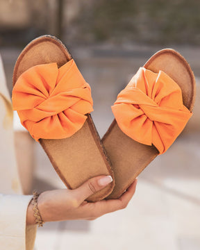 Sandale femme plate orange confort - Amara - Casualmode.fr