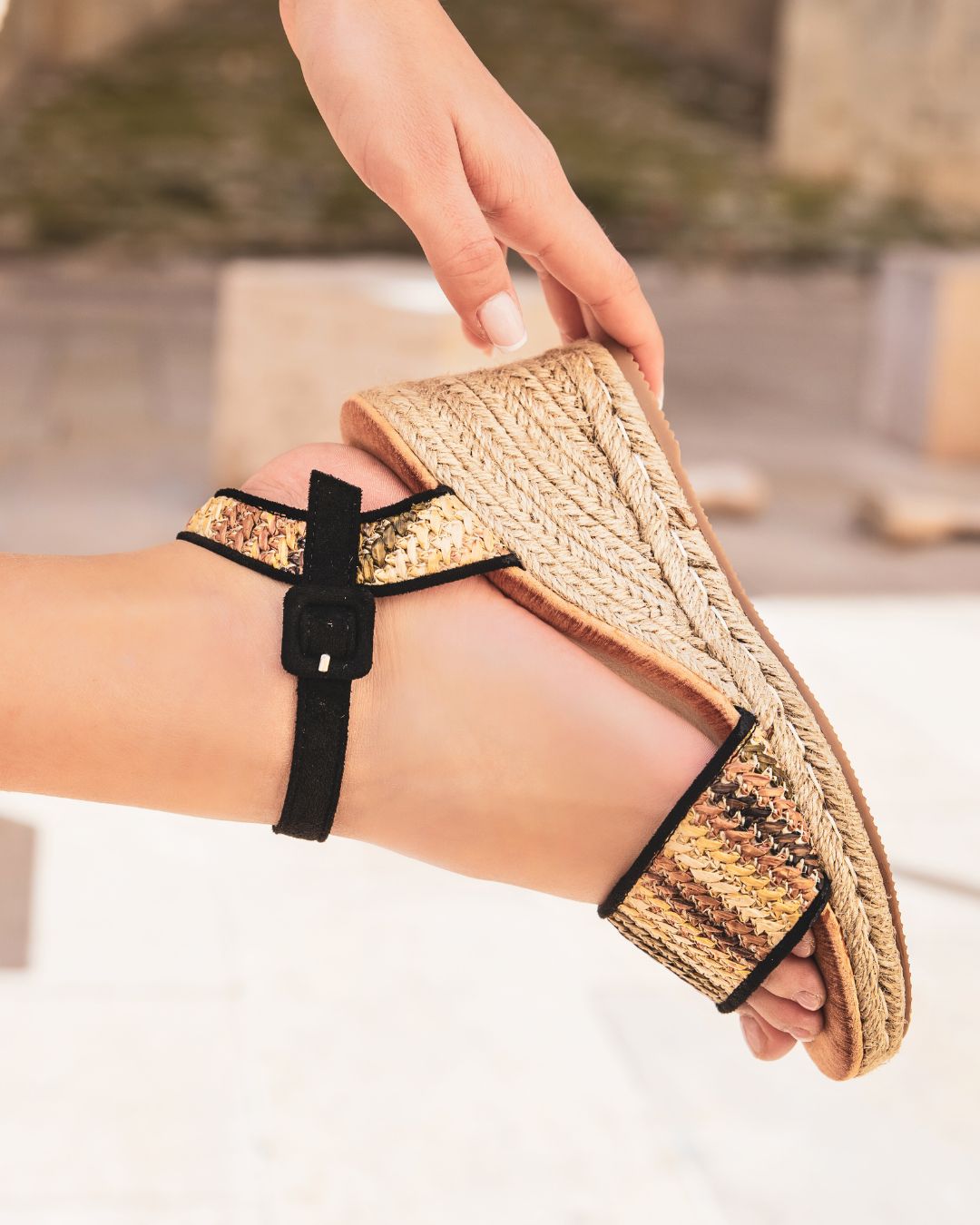 Sandale femme compensée noir - Sana - Casualmode.fr