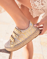 Basket espadrille femme dorée à lacets - Carine - Casualmode.fr