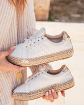 Basket espadrille femme blanche à lacets - Arielle - Casualmode.fr