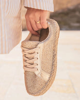 Basket espadrille femme dorée à lacets - Mélodie - Casualmode.fr