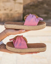 Sandale femme plateforme confort rose et camel - Pénélope - Casualmode.fr