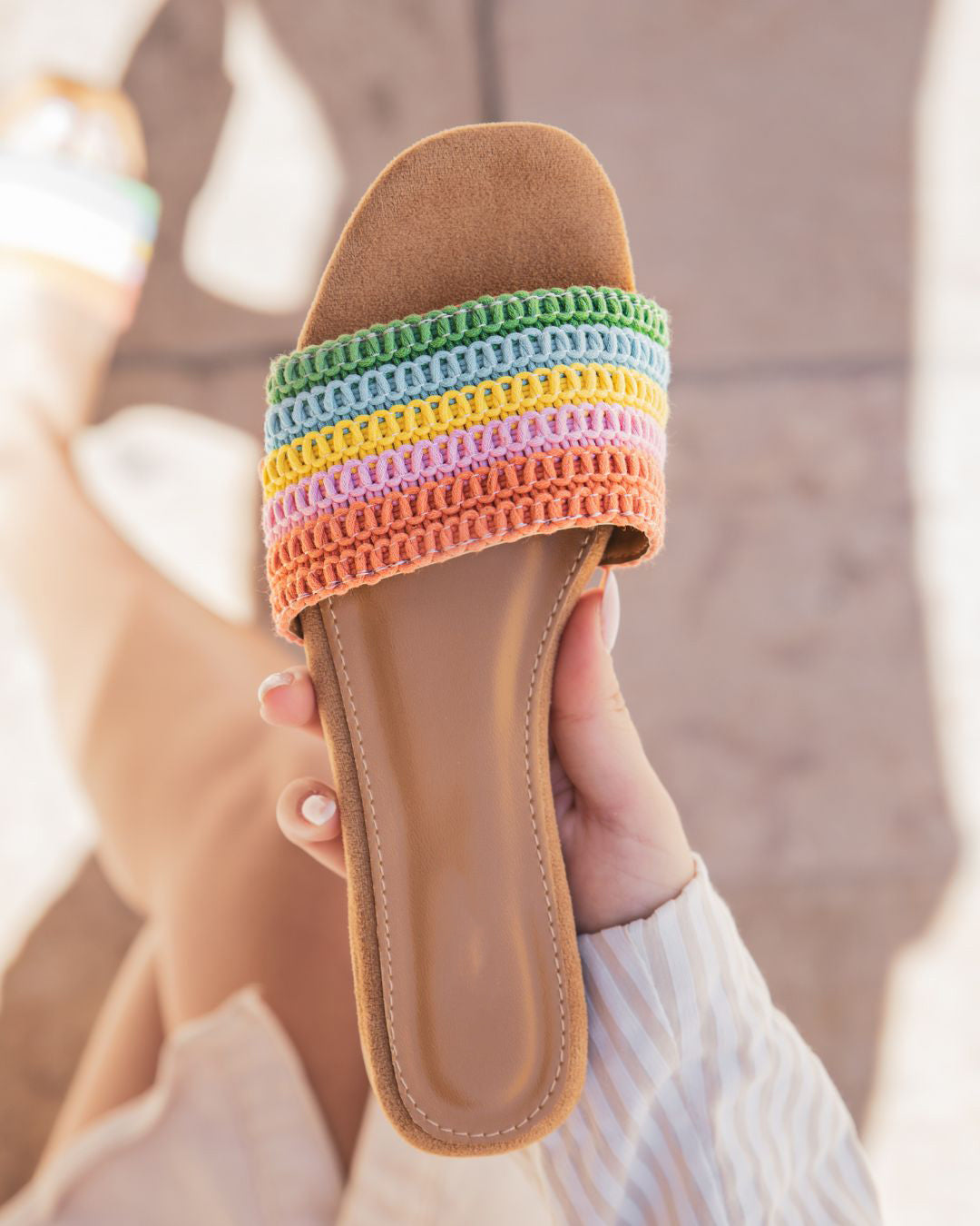 Sandale femme plate mule multicolore - Eulalie