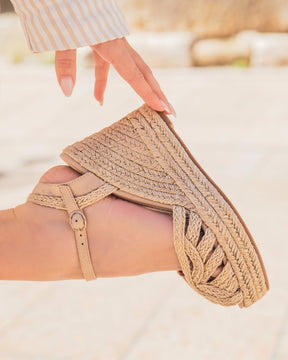 Sandale femme compensée beige - Tracy - Casualmode.fr