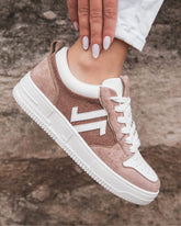 Basket femme taupe à lacets - CL81 TAUPE