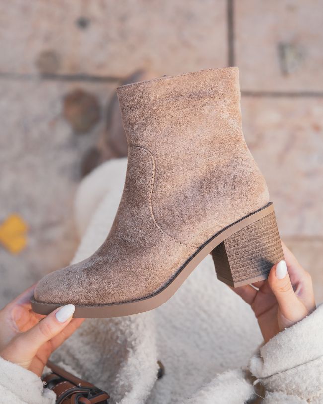 Bottines femme taupe à talon - June - Casual Mode