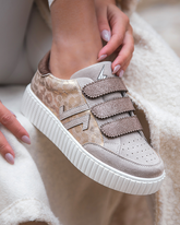 Basket femme taupe léopard creepers à scratch - CL70 TAUPE - Casualmode.fr