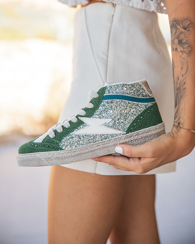 Basket femme verte montante - Aya - Casual Mode