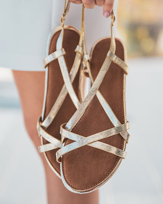 Sandale plate femme dorée - Katiza - Casual Mode