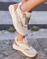 Basket femme beige semelle épaisse à lacets - Éliana