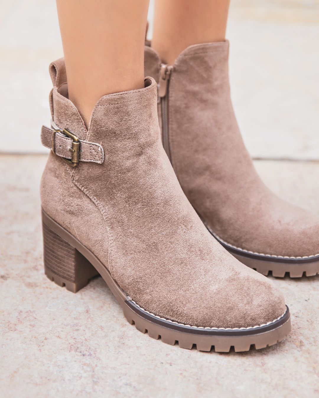 Bottines femme taupe à talon - Kamila