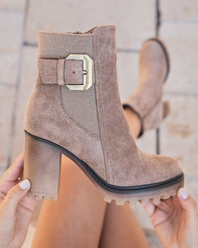 Bottines femme taupe à talon - Hailey - Casualmode.fr