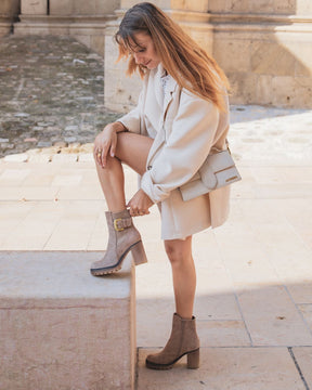 Bottines femme taupe à talon - Hailey - Casualmode.fr