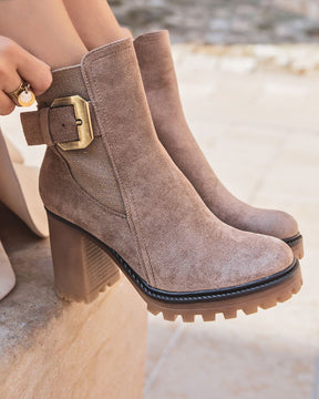 Bottines femme taupe à talon - Hailey - Casualmode.fr