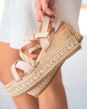 Sandale compensée femme beige - Fabrizia - Casual Mode