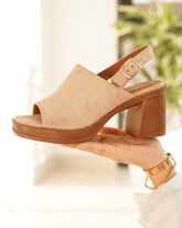 Sandale femme talon carré taupe - Garance