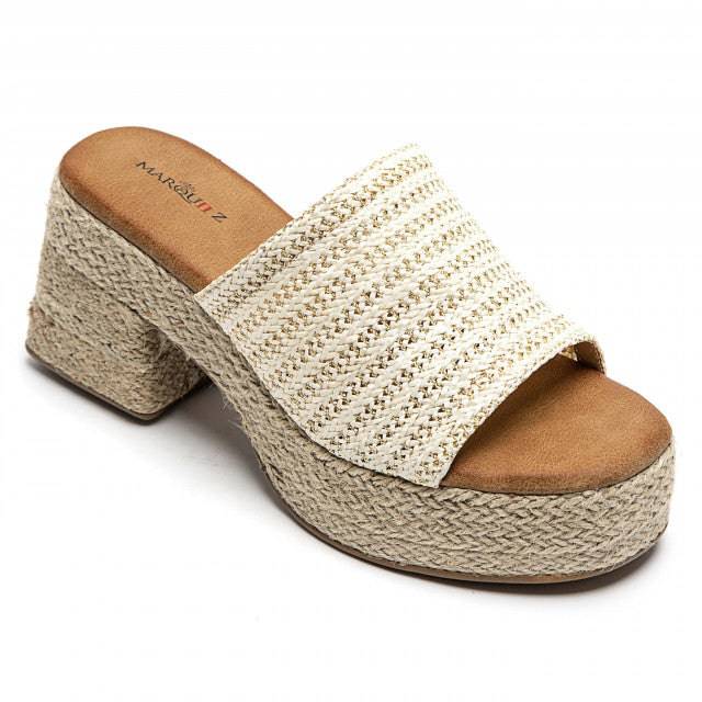 Sandale femme talon carré beige - Nadia - Casualmode.fr