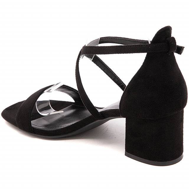 Sandale femme talon carré noir - Alma