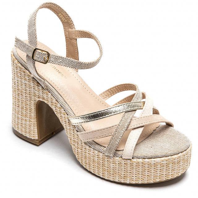 Sandale femme talon carré taupe - Léonce - Casualmode.fr