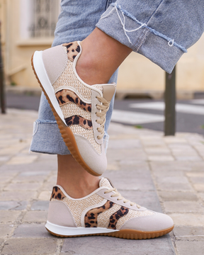 Basket femme léopard à lacets - Agathe - Casualmode.fr