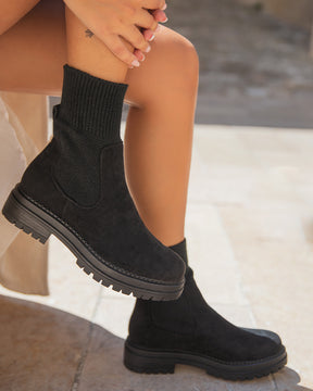 Bottines femme noires chaussettes - Nora - Casualmode.fr