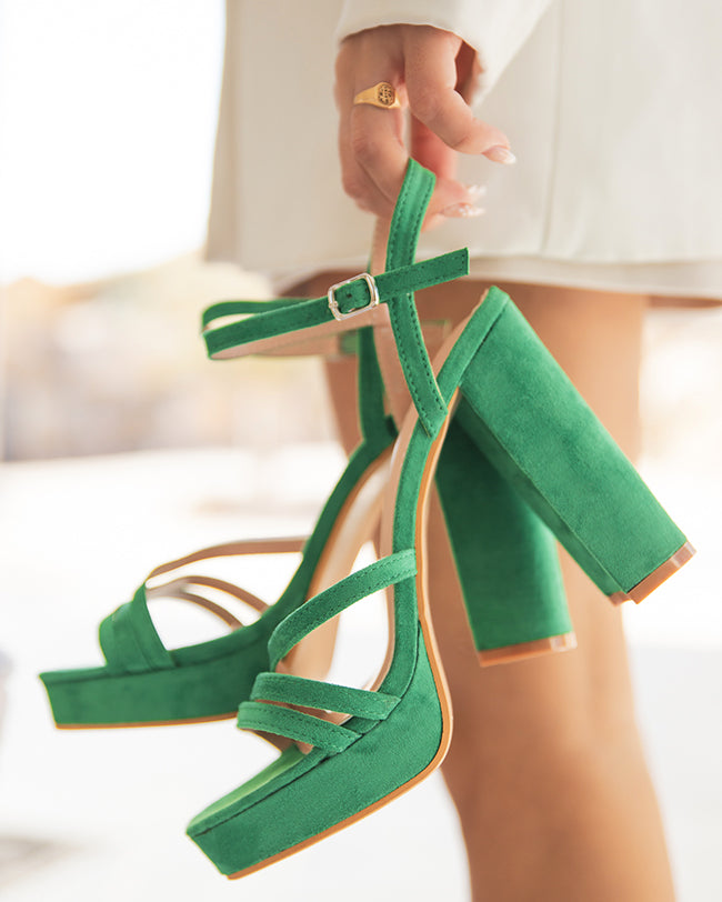 Sandale femme talon vert sapin - Léonie - Casual Mode
