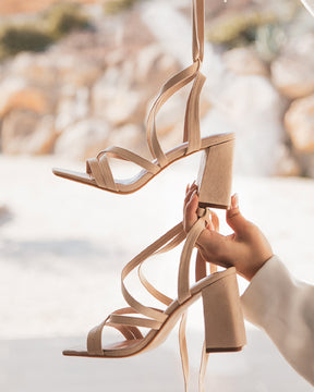 Sandale femme talon carré beige - Agathe - Casual Mode