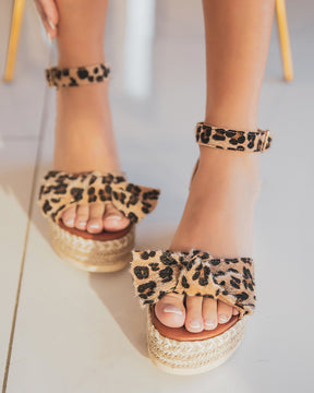 Sandale femme compensée CUIR léopard - MJNP-98 - Casual Mode