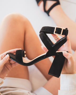 Sandale femme talon carré noir - Ruby - Casual Mode